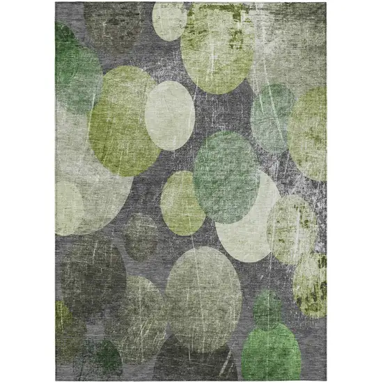 Green and Gray Abstract Washable Non Skid Indoor Outdoor Area Rug Photo 2