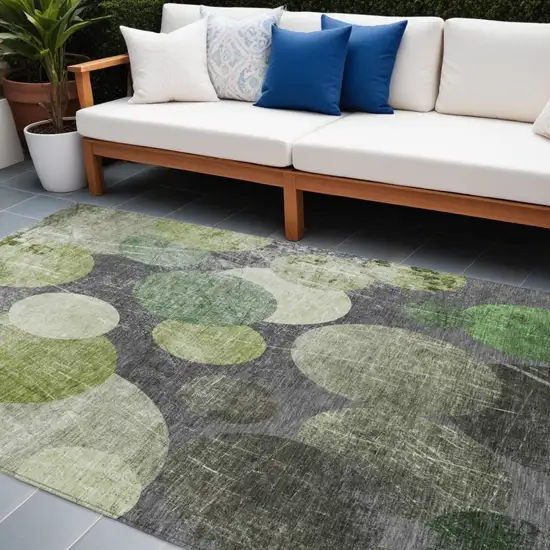 Green and Gray Abstract Washable Non Skid Indoor Outdoor Area Rug Photo 1