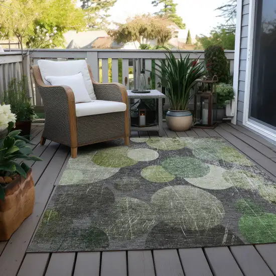 Green and Gray Abstract Washable Non Skid Indoor Outdoor Area Rug Photo 9