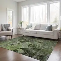 Photo of Green and Gray Floral Washable Non Skid Indoor Outdoor Area Rug