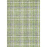 Photo of Green and Gray Plaid Washable Non Skid Indoor Outdoor Area Rug