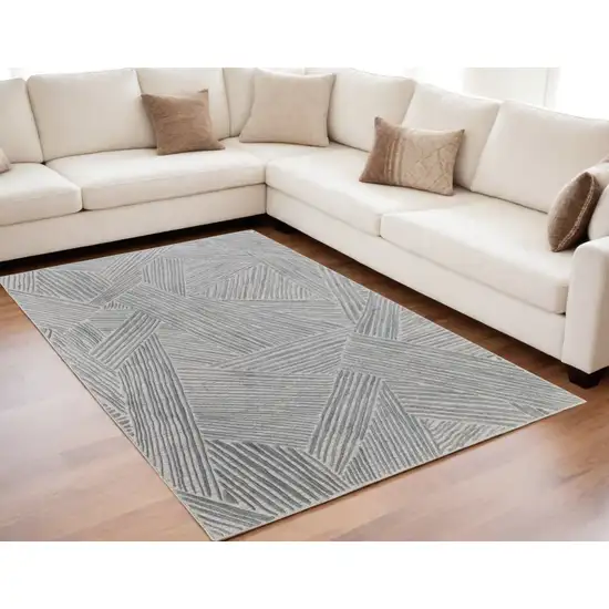 Green and Ivory Abstract Hand Woven Area Rug Photo 1