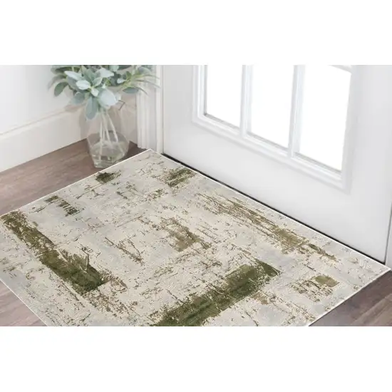 Green Abstract Dhurrie Area Rug Photo 1