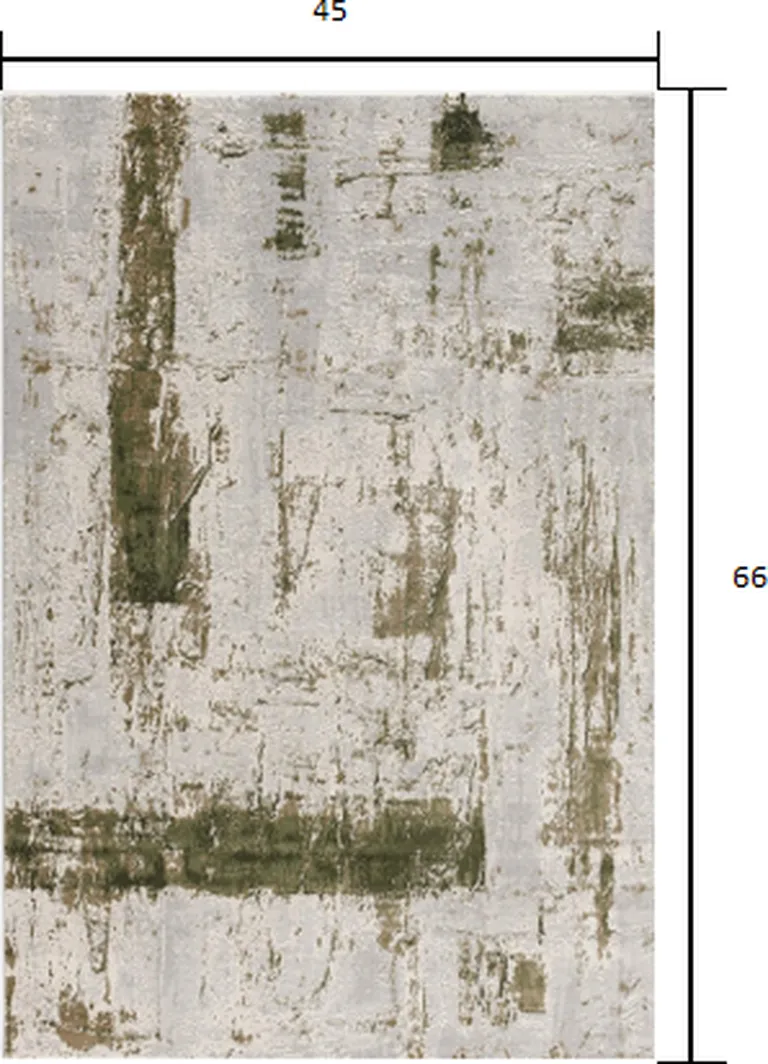 Green and Ivory Distressed Area Rug Photo 1