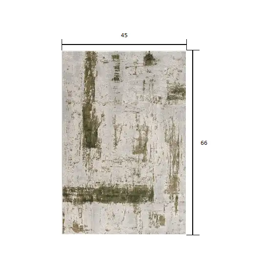 Green and Ivory Distressed Area Rug Photo 1