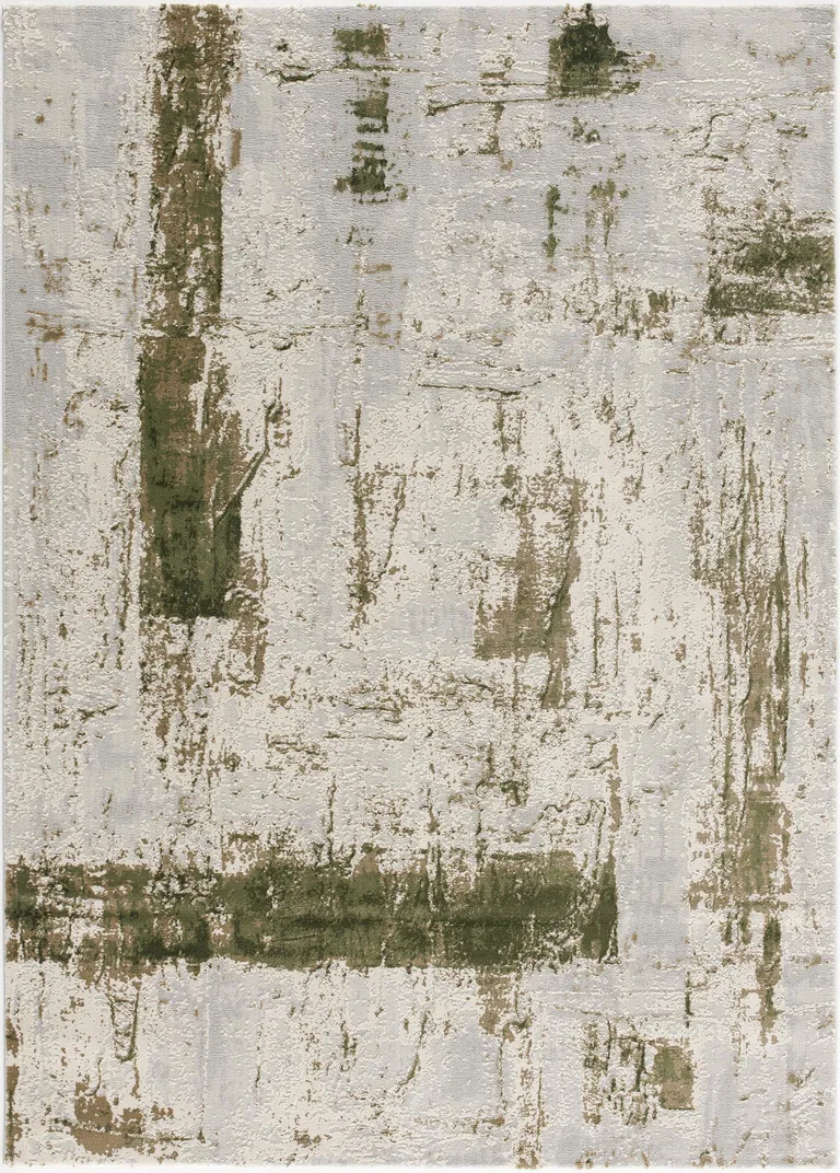 Green and Ivory Distressed Area Rug Photo 4