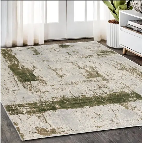 Green Abstract Dhurrie Area Rug Photo 1