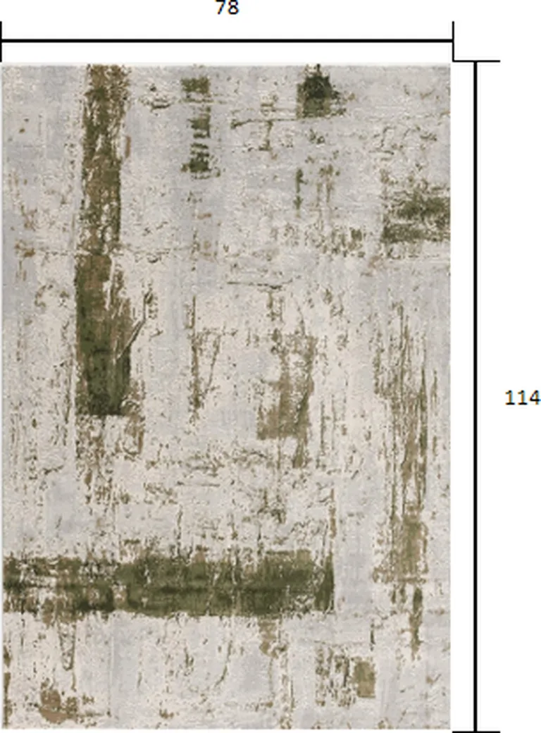 Green and Ivory Distressed Area Rug Photo 1