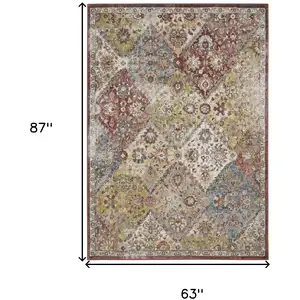 Photo of Green and Ivory Floral Distressed Area Rug