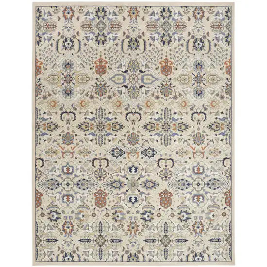 Green and Ivory Floral Power Loom Area Rug Photo 1
