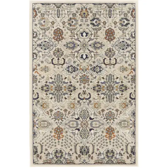 Green and Ivory Floral Power Loom Area Rug Photo 1