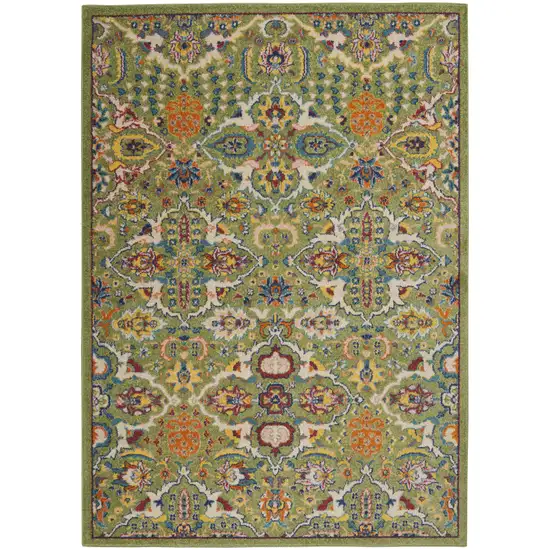 Green and Ivory Floral Power Loom Area Rug Photo 2