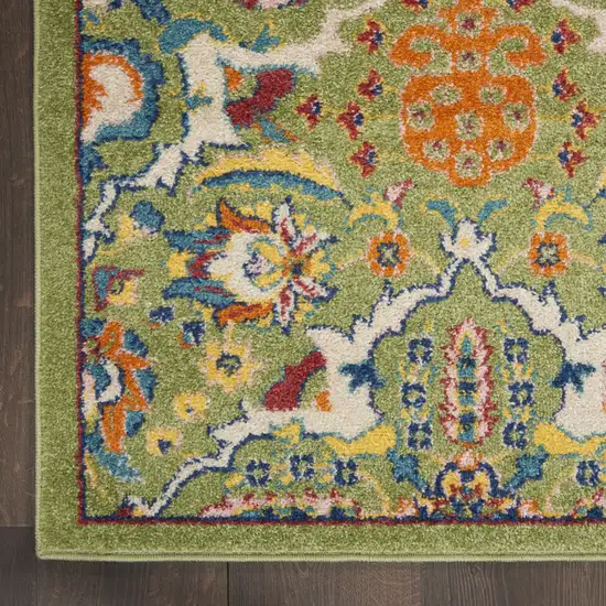 Green and Ivory Floral Power Loom Area Rug Photo 4