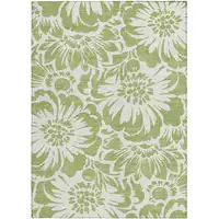 Photo of Green and Ivory Floral Washable Non Skid Indoor Outdoor Area Rug