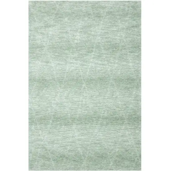 Green and Ivory Geometric Power Loom Distressed Area Rug Photo 2