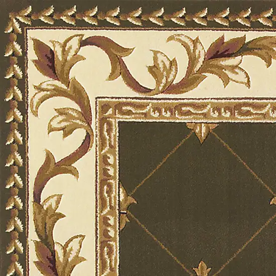 Green and Ivory Trellis Area Rug Photo 3