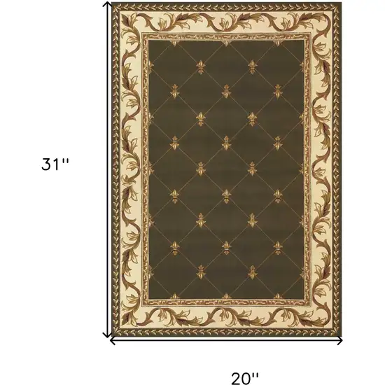 Green and Ivory Trellis Area Rug Photo 6