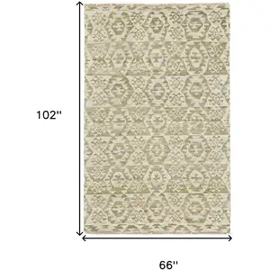 Photo of Green and Ivory Wool Southwestern Hand Knotted Area Rug