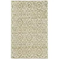 Photo of Green and Ivory Wool Southwestern Hand Knotted Area Rug