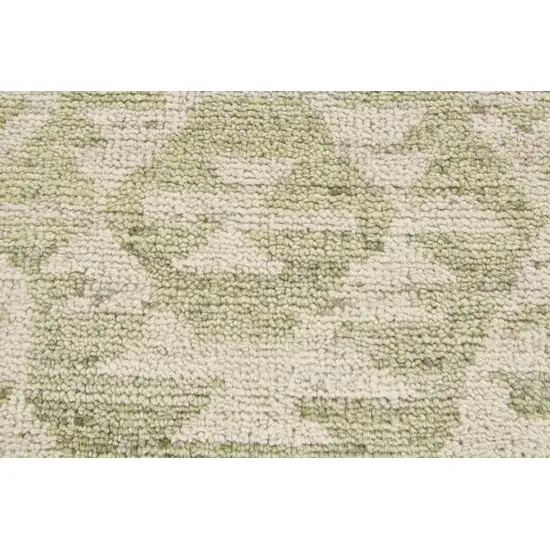 Green and Ivory Wool Southwestern Hand Knotted Area Rug Photo 9