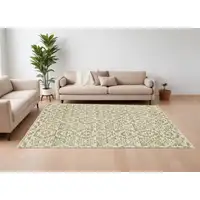 Photo of Green and Ivory Wool Southwestern Hand Knotted Area Rug