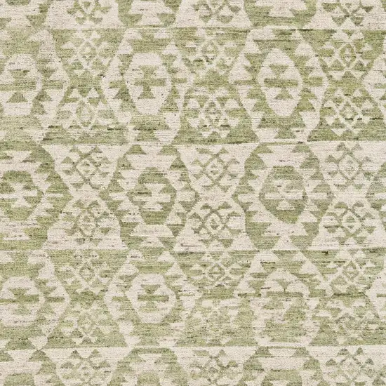 Green and Ivory Wool Southwestern Hand Knotted Area Rug Photo 8