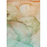 Photo of Green and Pink Abstract Washable Non Skid Indoor Outdoor Area Rug