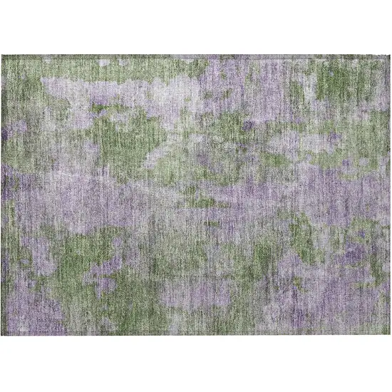 Green and Purple Abstract Washable Non Skid Indoor Outdoor Area Rug Photo 5