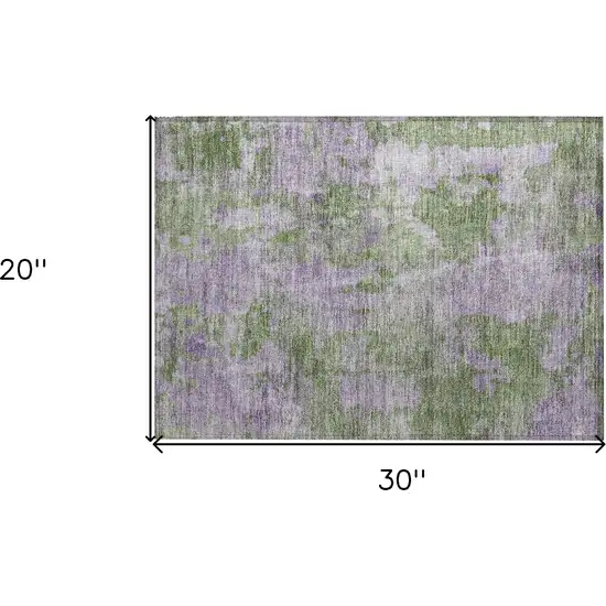 Green and Purple Abstract Washable Non Skid Indoor Outdoor Area Rug Photo 3