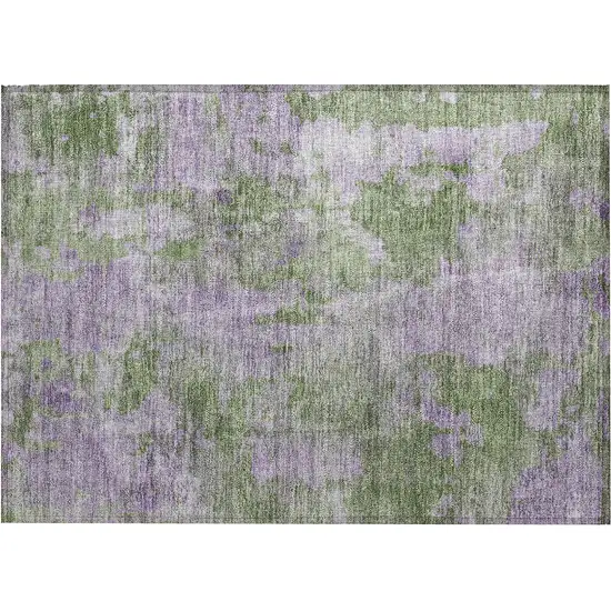 Green and Purple Abstract Washable Non Skid Indoor Outdoor Area Rug Photo 2