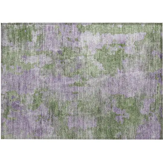 Green and Purple Abstract Washable Non Skid Indoor Outdoor Area Rug Photo 2