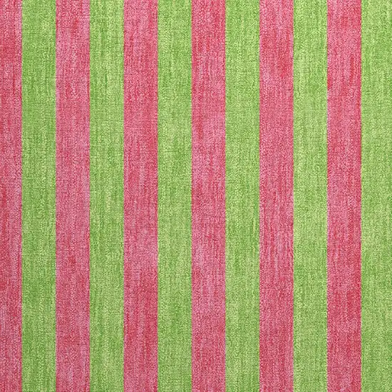 Green and Red Striped Washable Non Skid Indoor Outdoor Area Rug Photo 6