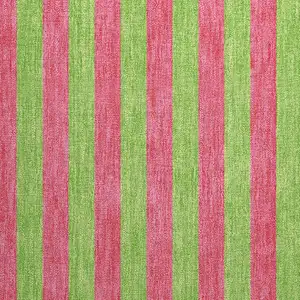 Photo of Green and Red Striped Washable Non Skid Indoor Outdoor Area Rug