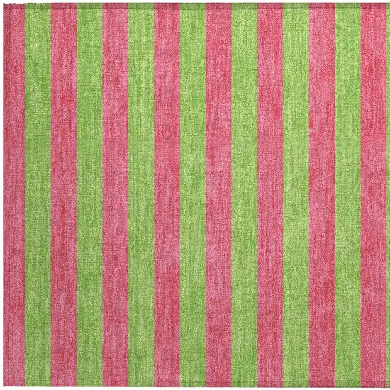 Green and Red Striped Washable Non Skid Indoor Outdoor Area Rug Photo 7