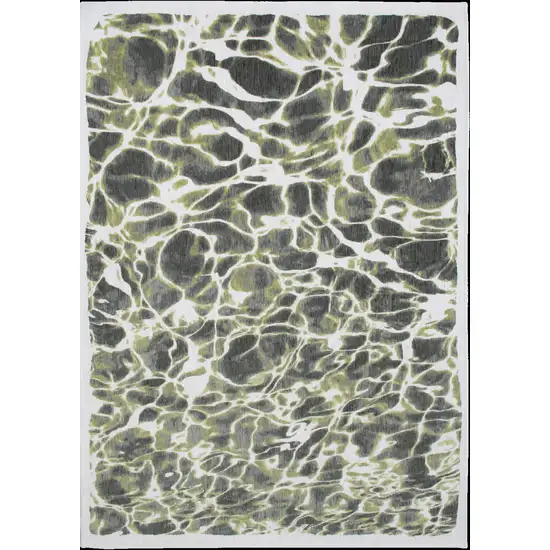 Green and White Abstract Non Skid Area Rug Photo 5