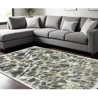 Photo of Green and White Abstract Non Skid Area Rug