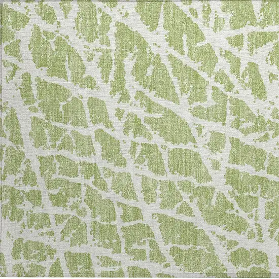 Green and White Abstract Washable Non Skid Indoor Outdoor Area Rug Photo 7