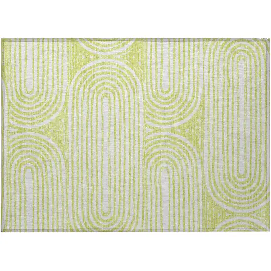 Green and White Abstract Washable Non Skid Indoor Outdoor Area Rug Photo 5