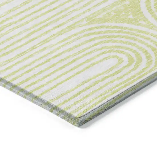 Green and White Abstract Washable Non Skid Indoor Outdoor Area Rug Photo 7