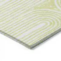 Photo of Green and White Abstract Washable Non Skid Indoor Outdoor Area Rug