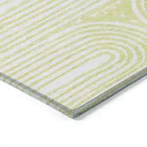 Photo of Green and White Abstract Washable Non Skid Indoor Outdoor Area Rug