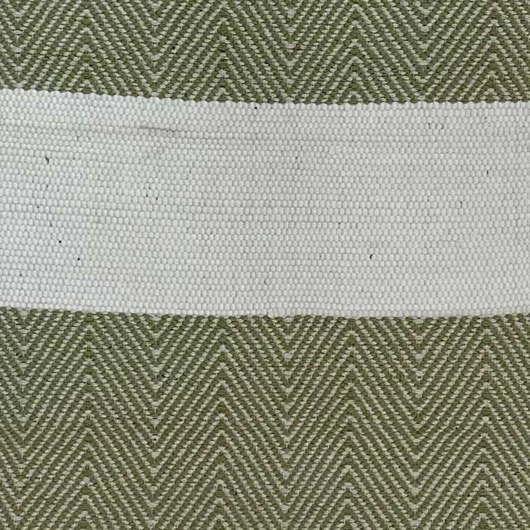 Green and White Chevron Striped Area Rug Photo 3