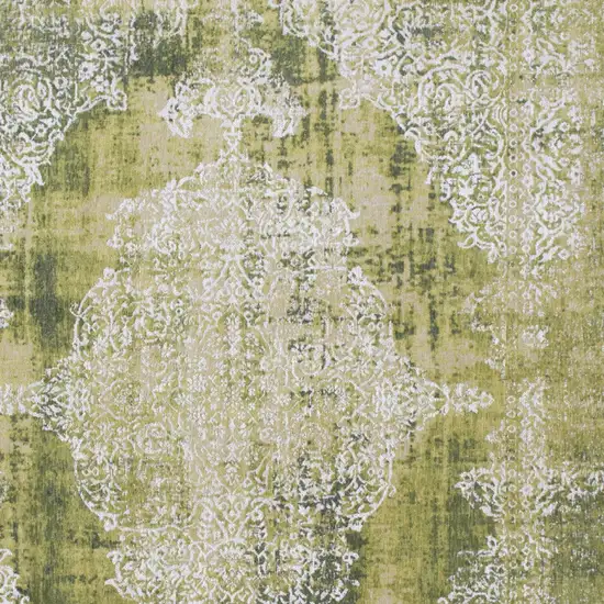 Green and White Oriental Non Skid Area Rug Photo 5