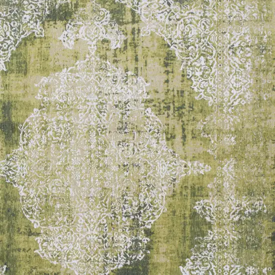 Green and White Oriental Non Skid Area Rug Photo 5