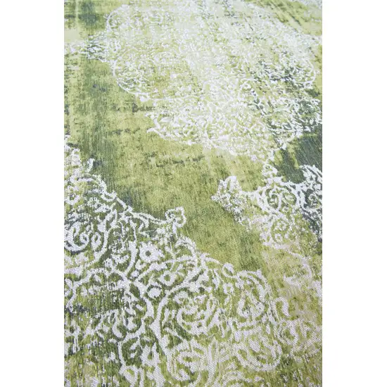 Green and White Oriental Non Skid Area Rug Photo 8