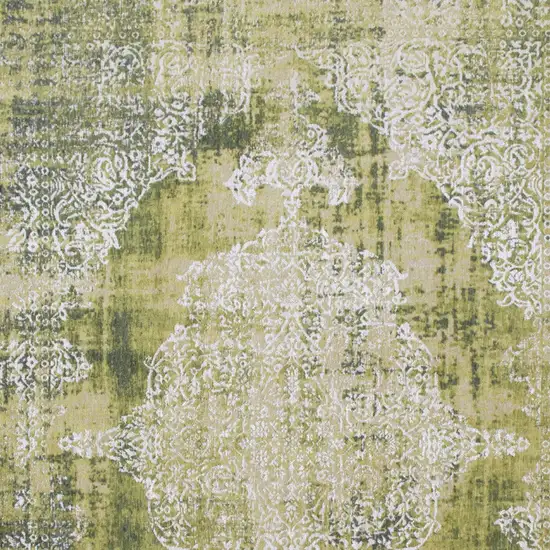 Green and White Oriental Non Skid Area Rug Photo 5