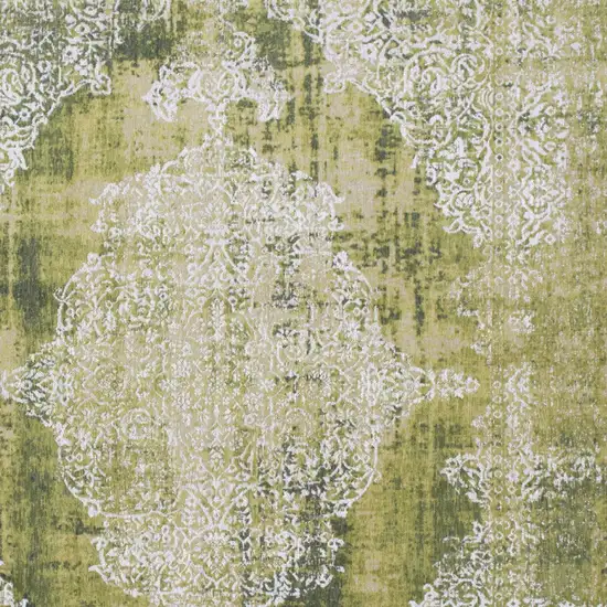 Green and White Oriental Non Skid Area Rug Photo 5