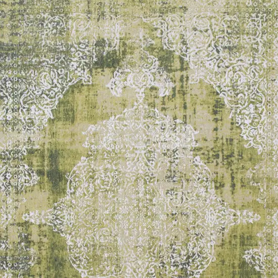 Green and White Oriental Non Skid Area Rug Photo 5