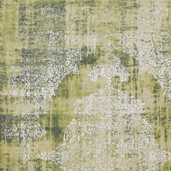 Green and White Oriental Non Skid Area Rug Photo 5