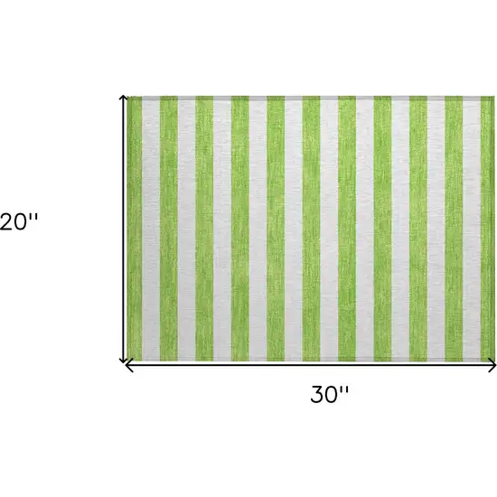 Green and White Striped Washable Non Skid Indoor Outdoor Area Rug Photo 8